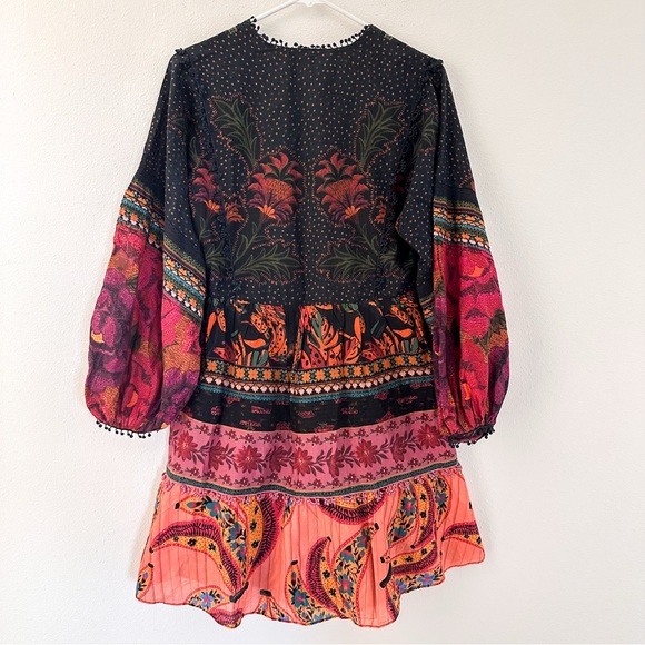 FARM RIO‎ Boho Indie Mixed Patchwork Mini Dress Cotton Gipsy XS - Picture 7 of 7